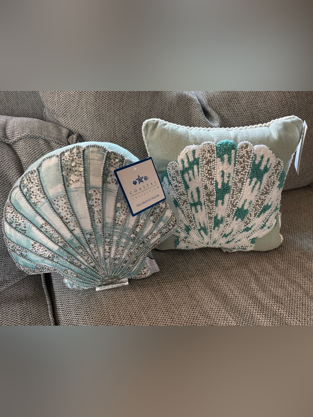 NWT Set of 2 Coastal Collection Beaded Throw Pillows